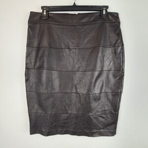 Virtue Faux Leather Pencil Skirt Size 8 Animal Print Grunge 90s Party Knee Black